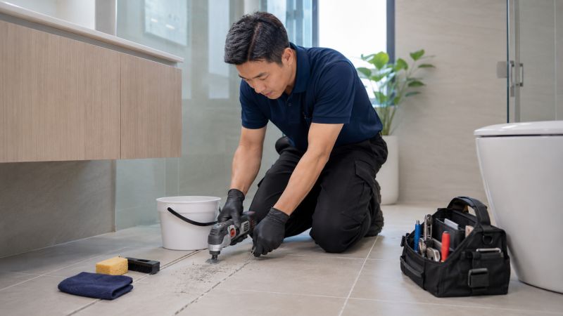 Old Grout Removal and Surface Preparation